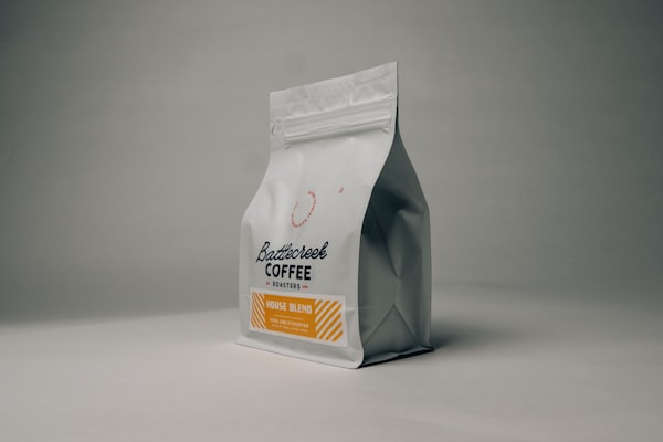 Burlap sack of premium whole espresso coffee beans